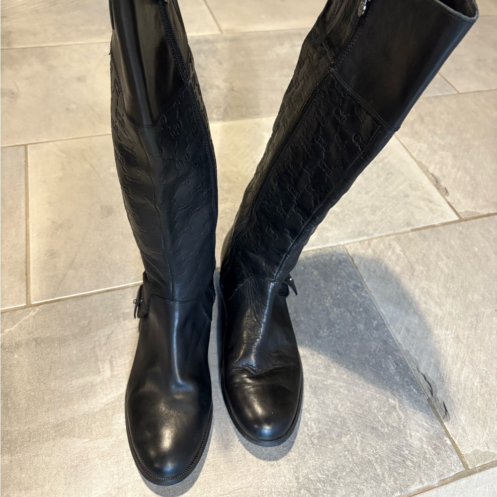 Étienne Aigner Black Knee-High Leather Boots